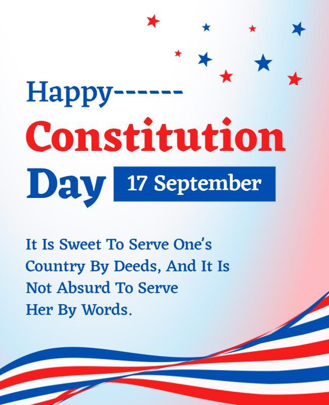 Patriotic Red and Blue Constitution Day Celebration Flyer Template