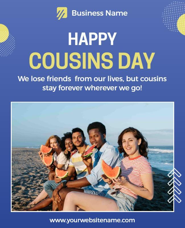 Cheerful Blue Cousins Day Celebration Flyer Template