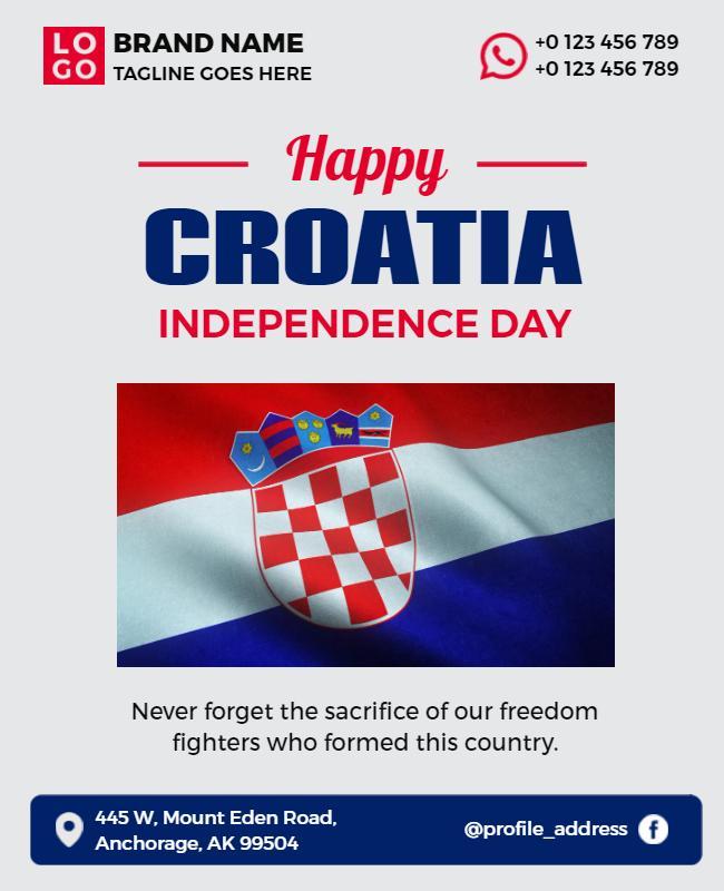 Happy Croatia Independence Day Celebration Flyer Template