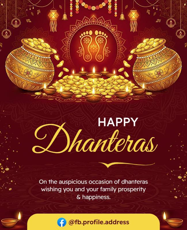 Happy Dhanteras Wishes Poster Template