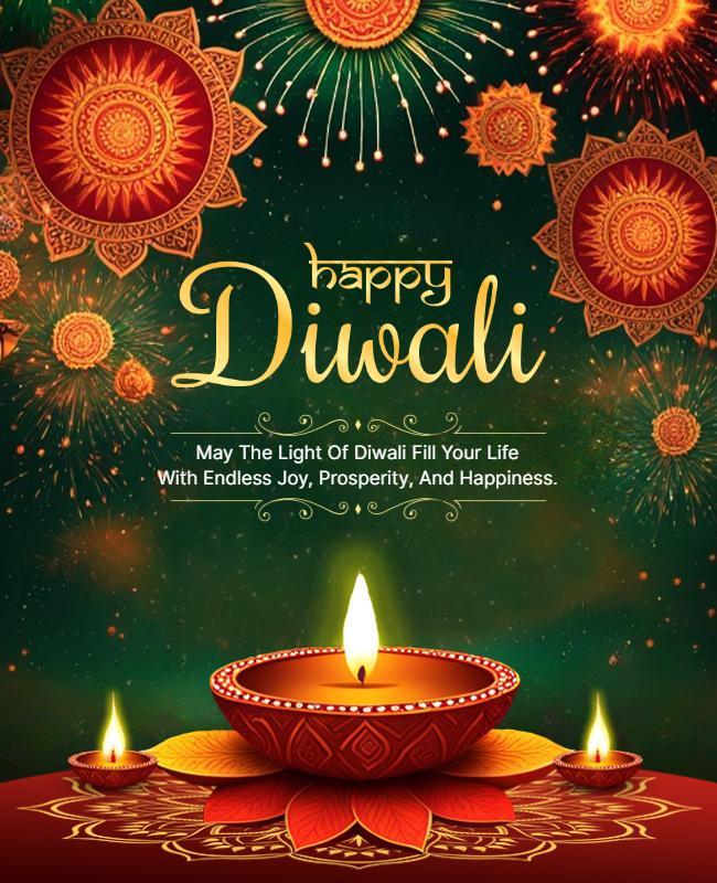 Festive Colorful Diwali Celebration Greeting Flyer Template