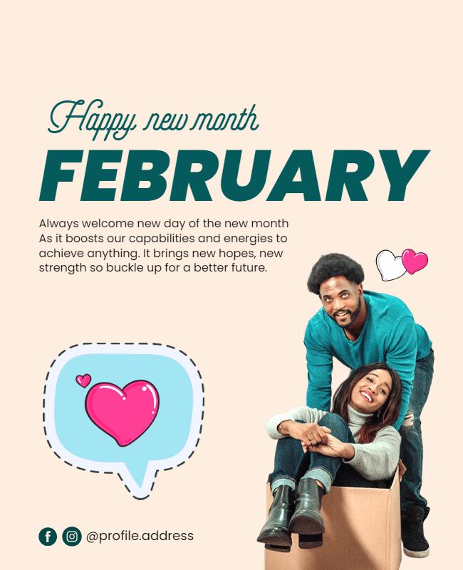 Happy February Greeting Flyer Template