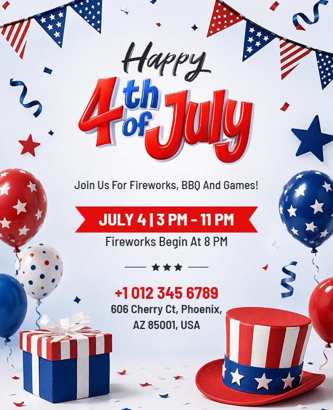 Happy Fourth of July Celebration Event Flyer Template