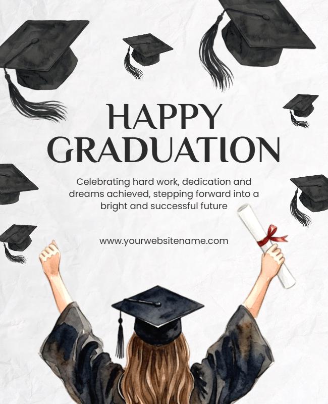 Happy Graduation Achievements Celebration Poster Template