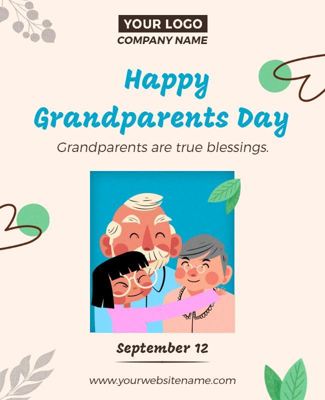 Charming Illustration for Grandparents Day Flyer Template