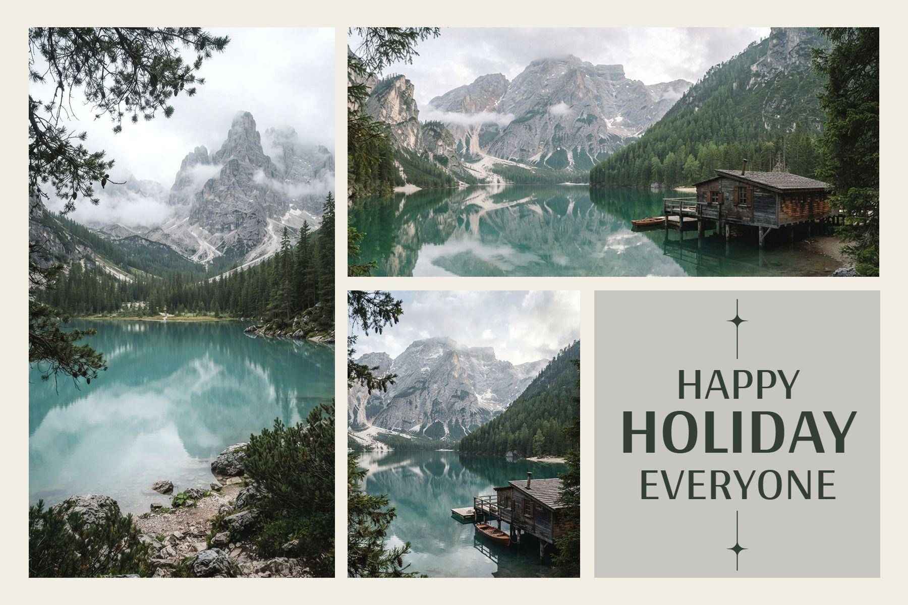 Happy Holiday Mountain Escape Postcard Template