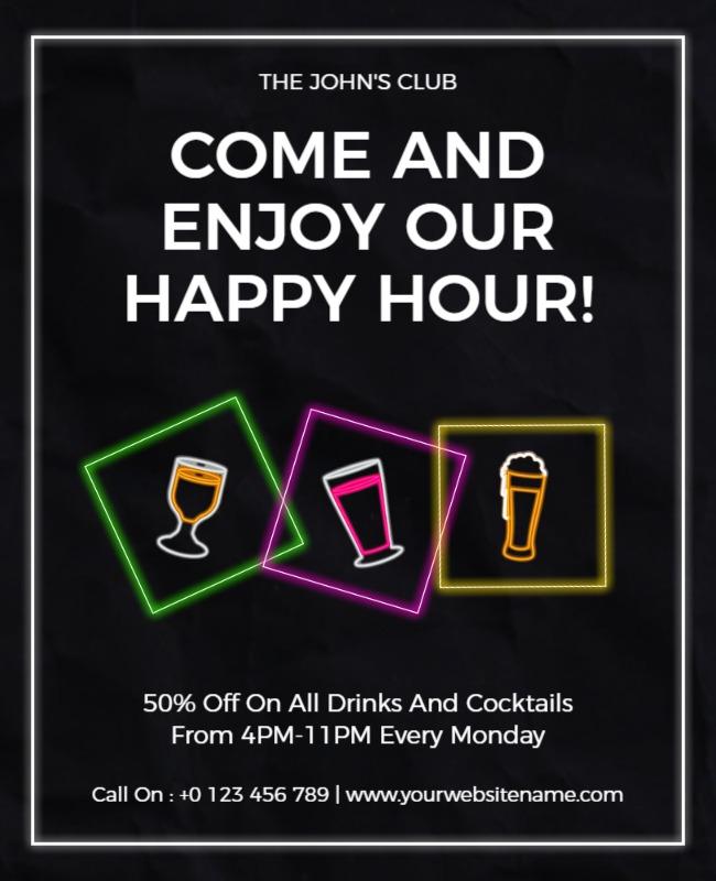 Happy Hour Drinks Promotion Flyer Template