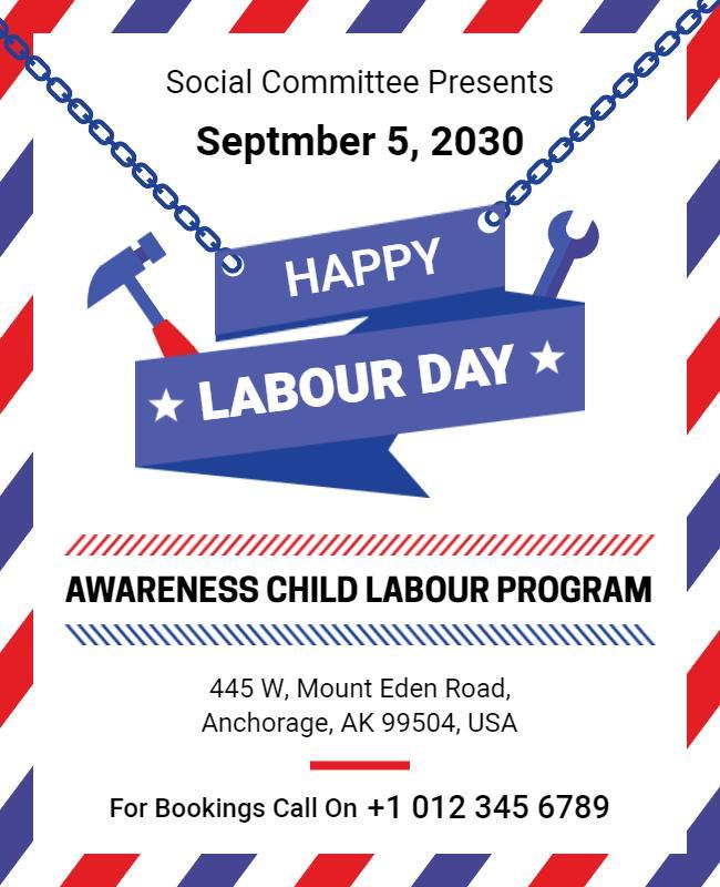 Happy Labour Day Awareness Program Flyer Template