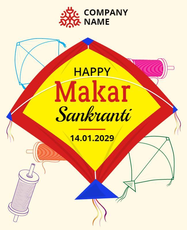 Colorful Kite Festival Celebration Makar Sankranti Flyer Template