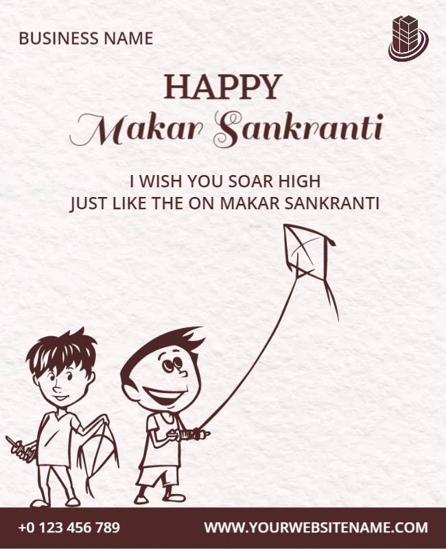 Playful Hand-Drawn Makar Sankranti Celebration Flyer Template