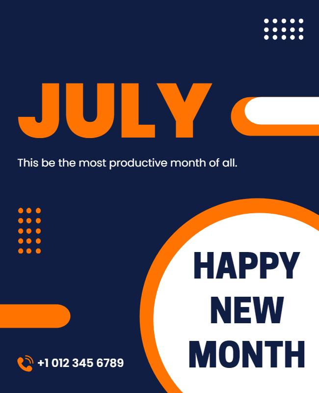 Bold Navy Blue Happy New Month Celebration Flyer Template