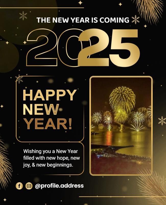 Happy New Year 2025 Greetings Flyer Template