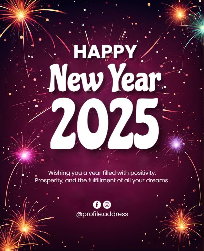 Festive Purple Sparkling New Year Celebration Flyer Template