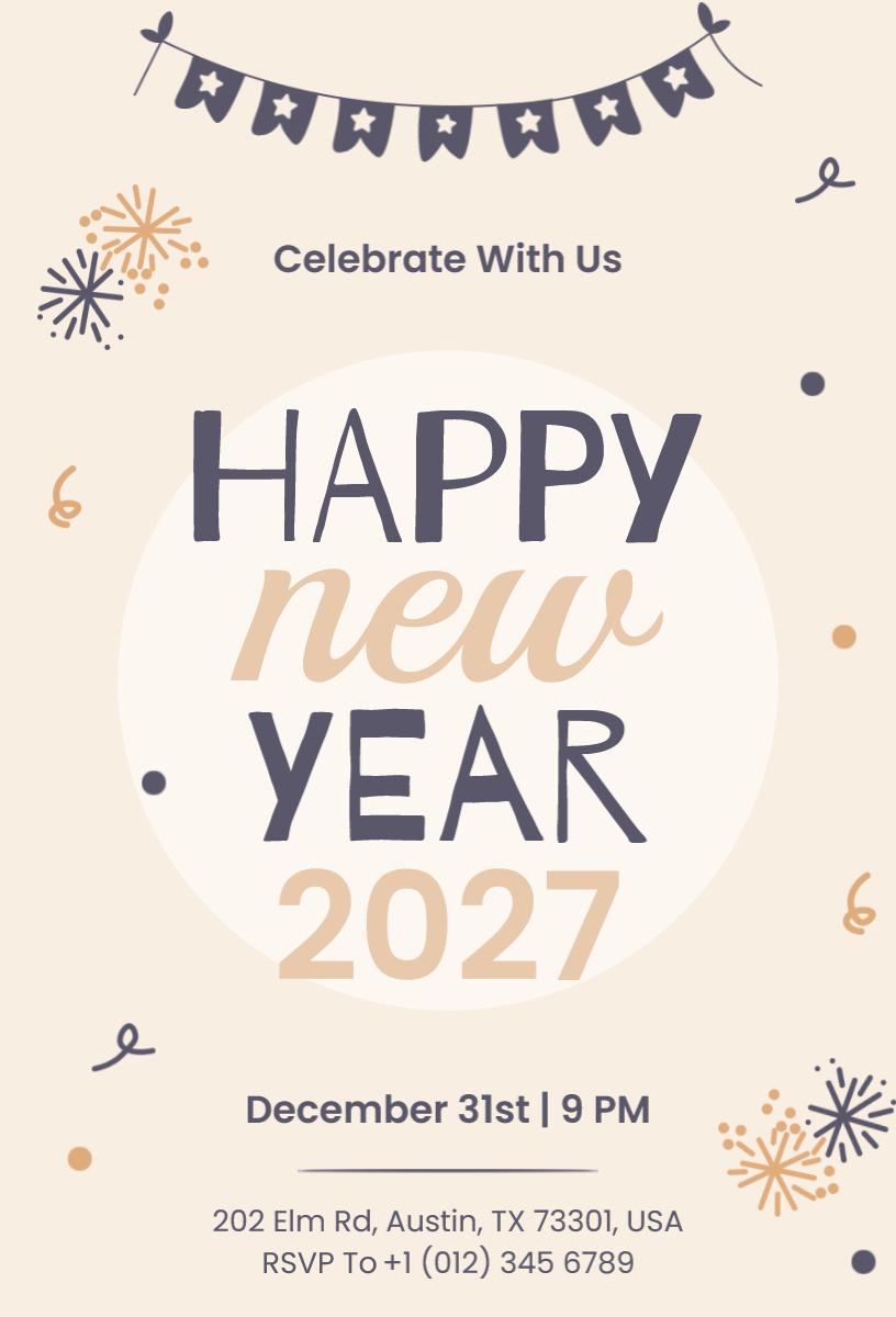 Happy New Year 2027 Invitation Template