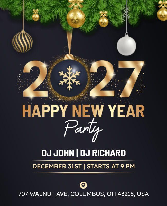 Happy New Year 2027 Party Flyer Template