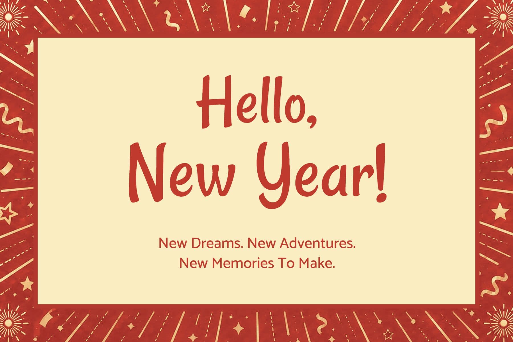 Happy New Year Cheerful Wishes Postcard Template
