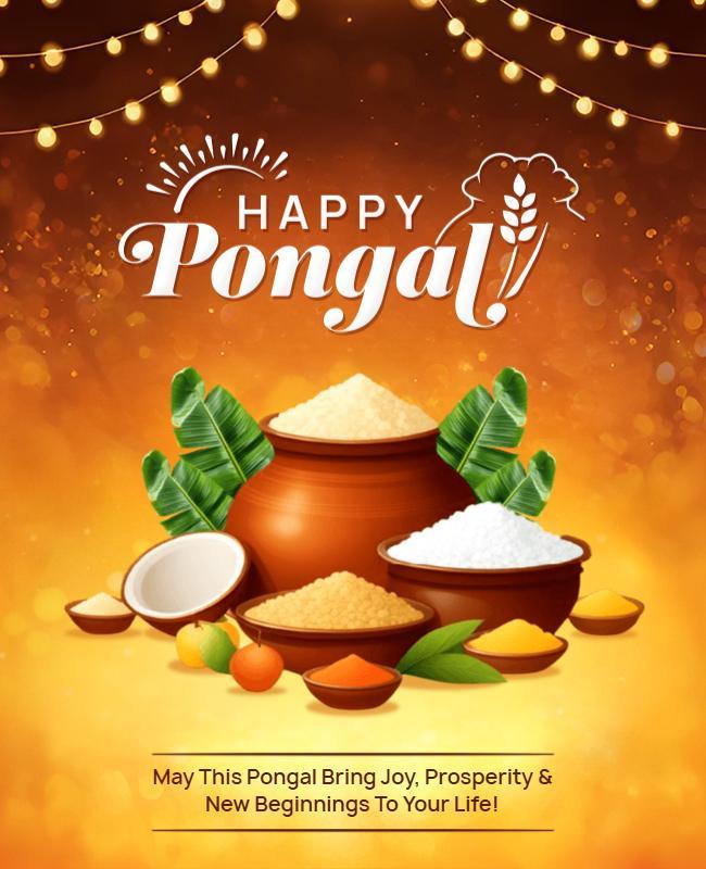 Happy Pongal Greeting Flyer Template