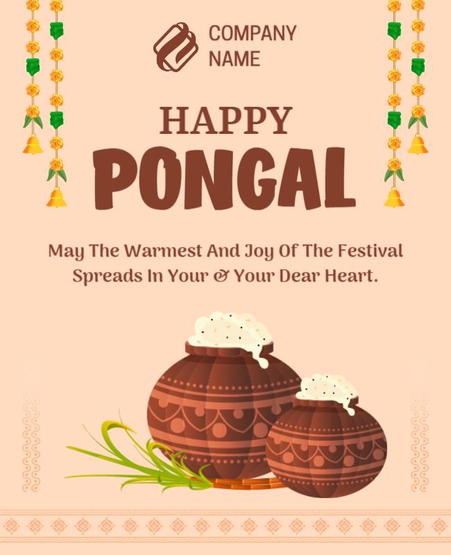 Festive Warm Pongal Celebration with Traditional Pots Flyer Template