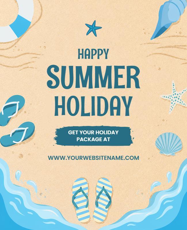 Happy Summer Beach Vacation Poster Template