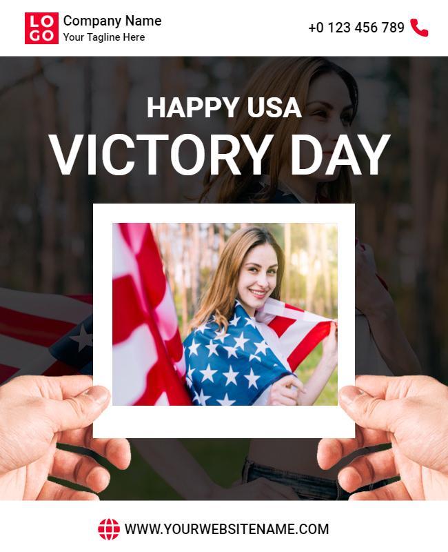 Happy Usa Victory Day Celebration Flyer Template