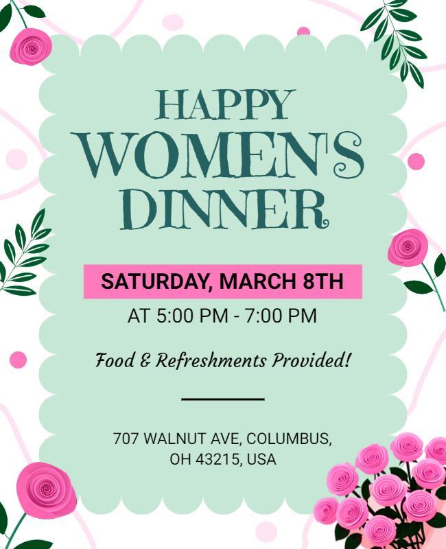 Happy Women's Dinner Event Flyer Template