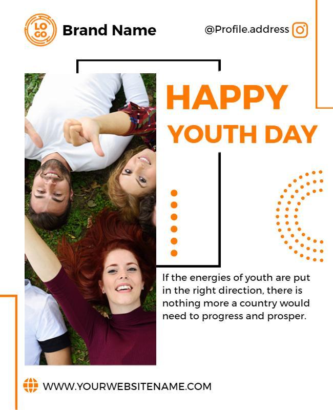 Energetic Orange Youth Day Celebration Flyer Template