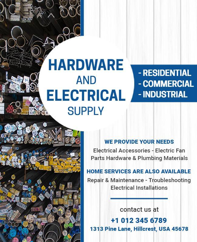 Hardware and Electrical Supply Services Flyer Template