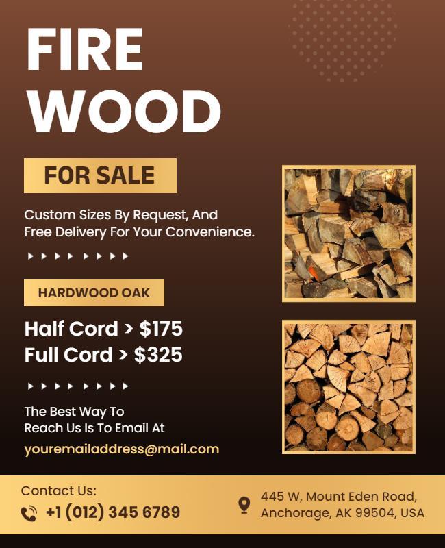 Hardwood Oak Firewood Sale Flyer Template