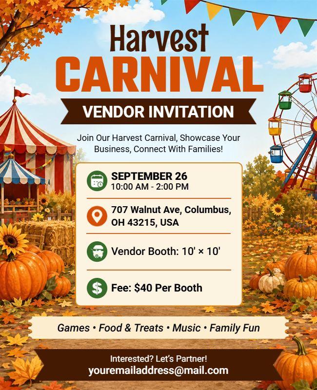 Harvest Carnival Vendor Invitation Flyer Template