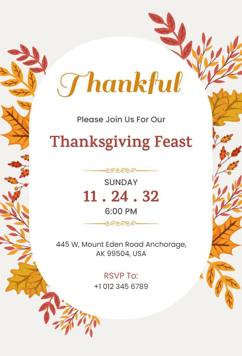 Harvest Festive Thanksgiving Feast Celebration Invitation Template
