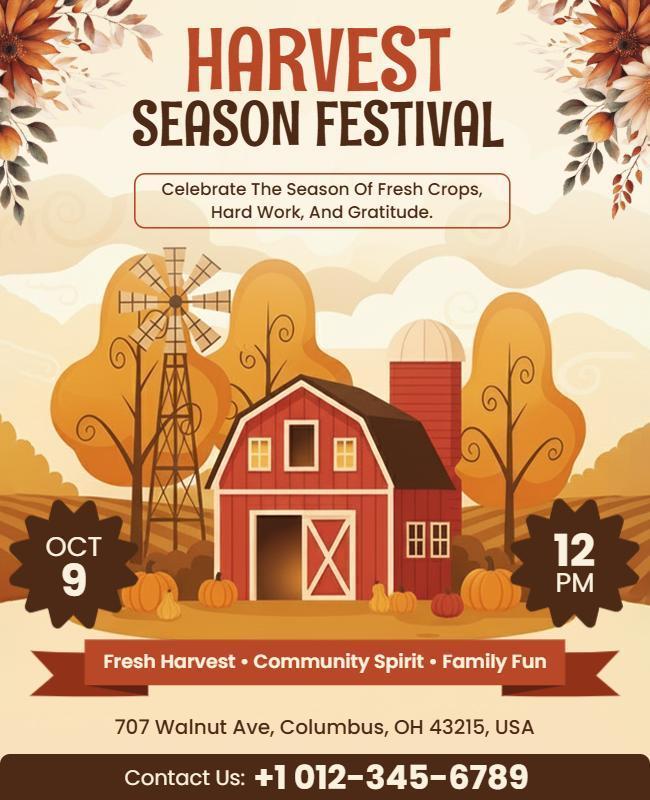 Harvest Season Community Festival Flyer Template