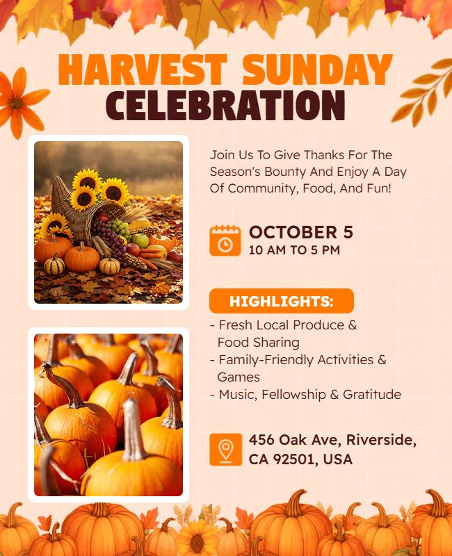 Harvest Sunday Celebration Event Flyer Template