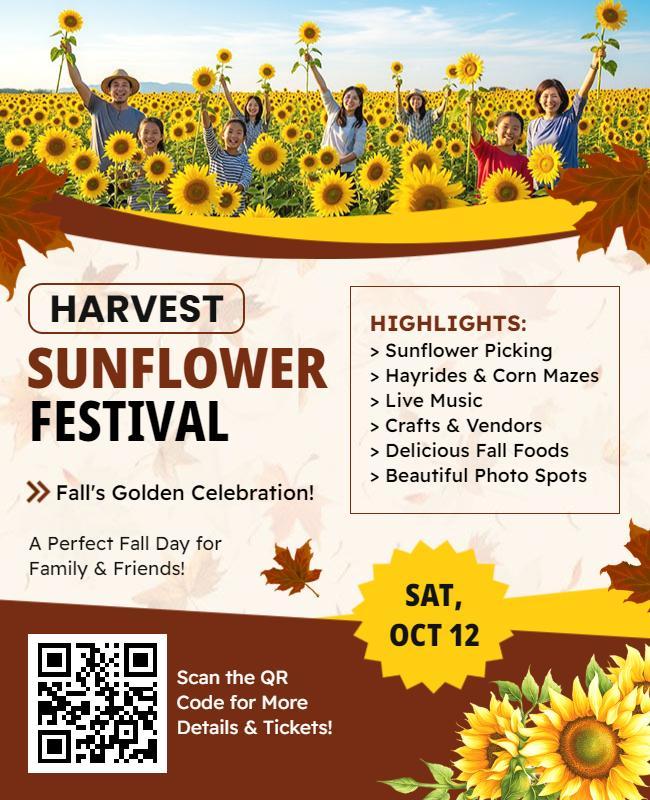 Harvest Sunflower Festival Celebration Flyer Template