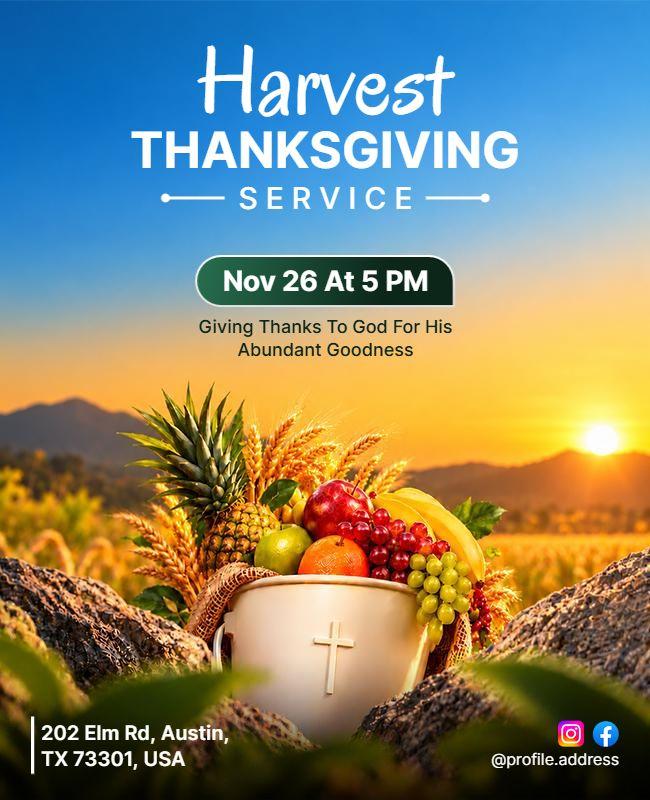 Harvest Thanksgiving Service Celebration Flyer Template
