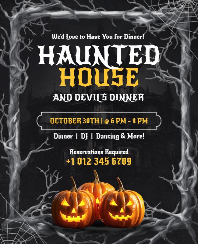 Haunted House Halloween Dinner Event Flyer Template