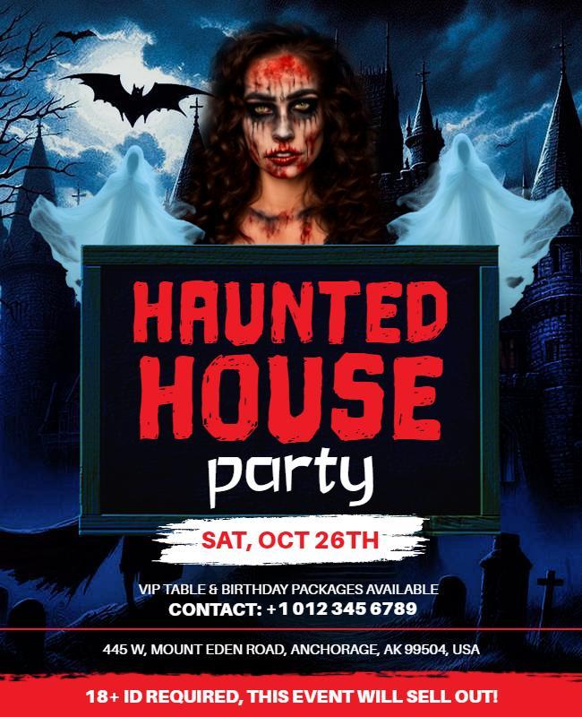 Haunted House Halloween Party Flyer Template