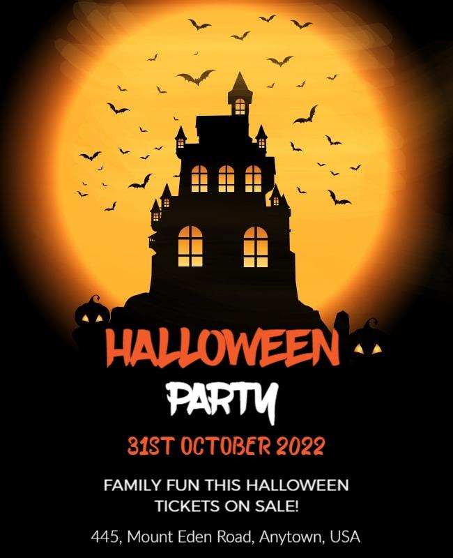 Spooky Silhouette Halloween Party Celebration Flyer Template