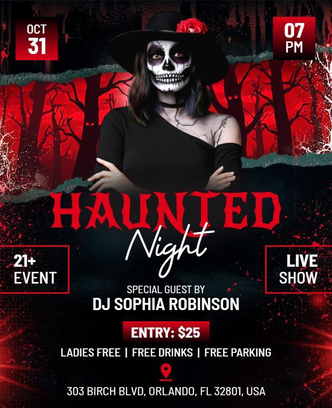 Haunted Night Halloween Celebration Flyer Template