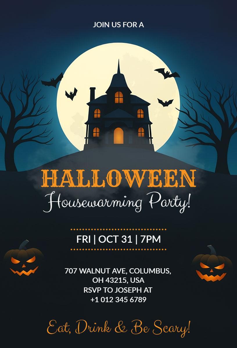 Haunting Halloween Housewarming Party Invitation Template