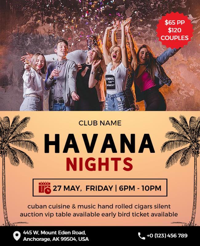 Havana Nights Celebration Event Flyer Template