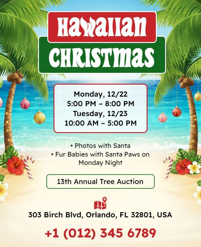 Hawaiian Christmas Event Celebration Flyer Template