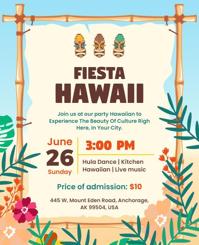 Hawaiian Fiesta Event Invitation Flyer Template