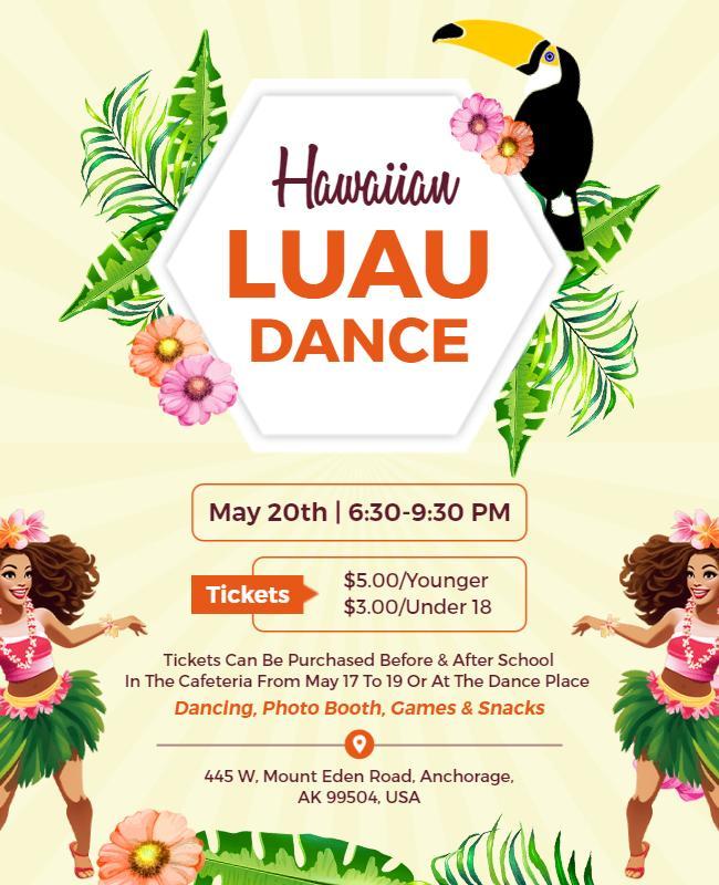 Hawaiian Luau Dance Event Flyer Template