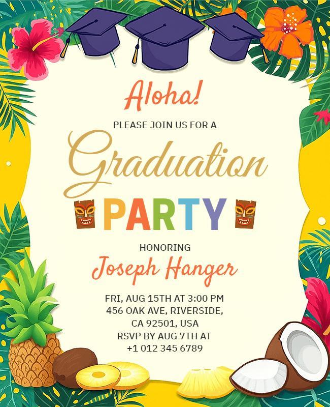Hawaiian Theme Graduation Celebration Flyer Template
