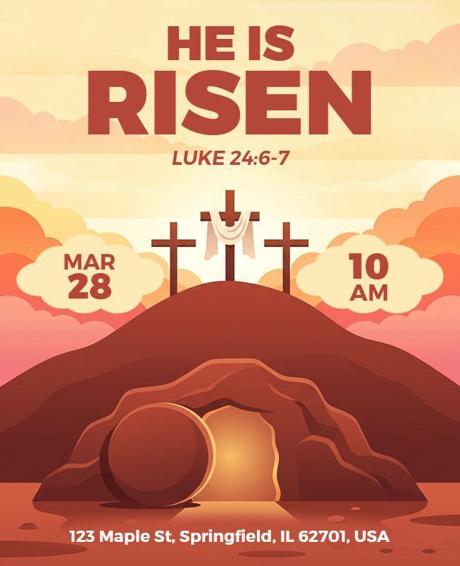 He Is Risen Easter Celebration Poster Template