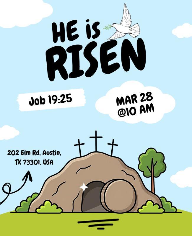 He Is Risen Easter Service Poster Template