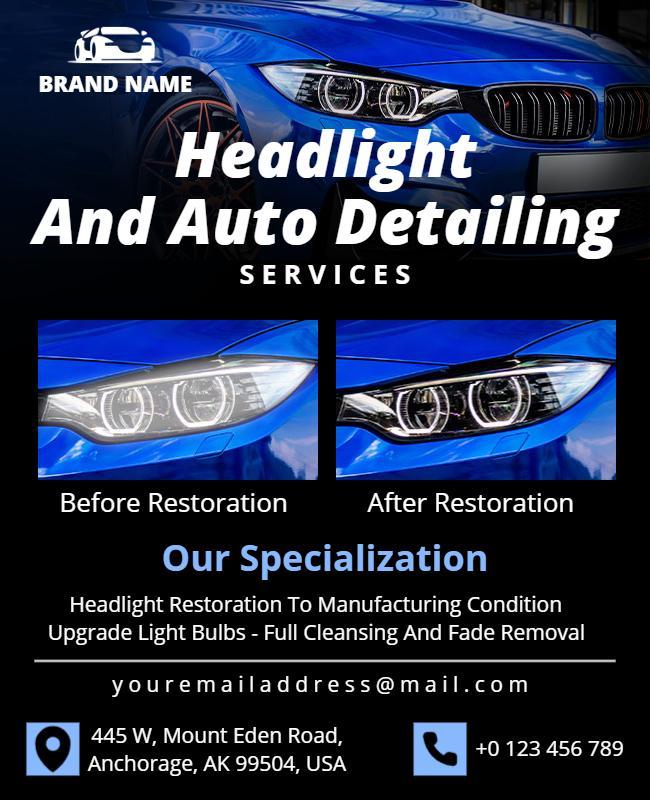 Headlight Restoration and Auto Detailing Flyer Template