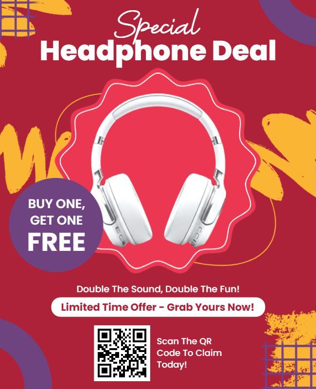 Headphone Buy One Get One Free Promotional Flyer Template