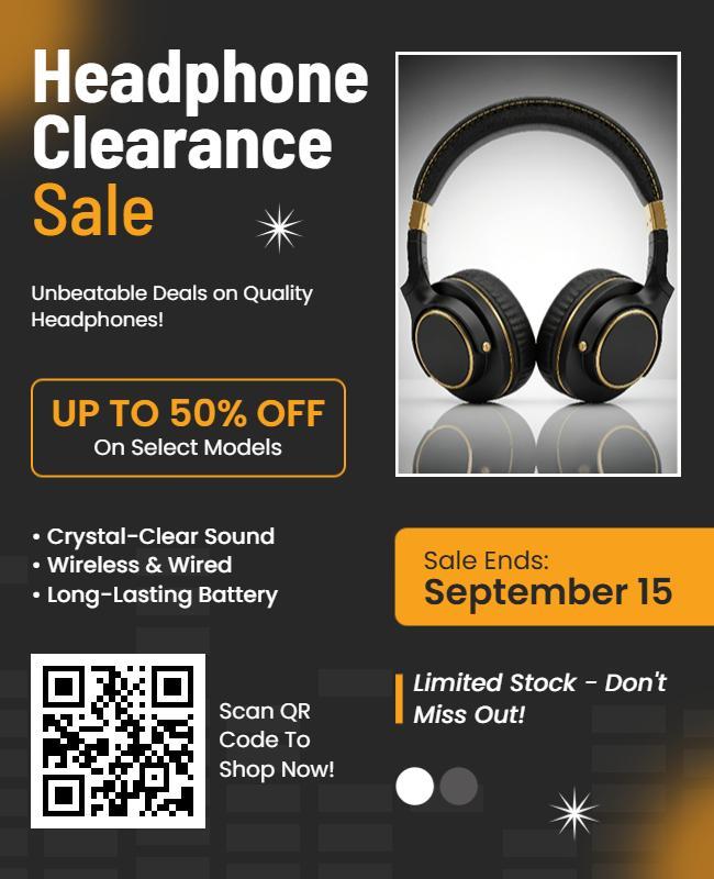 Headphone Clearance Discount Sale Flyer Template