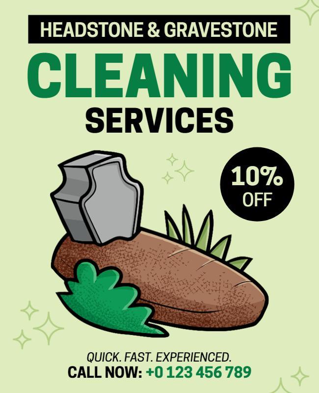 Headstone and Gravestone Cleaning Services Flyer Template